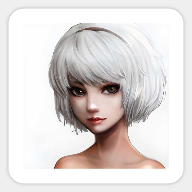 White Hair Anime Girl Sticker by animegirlnft